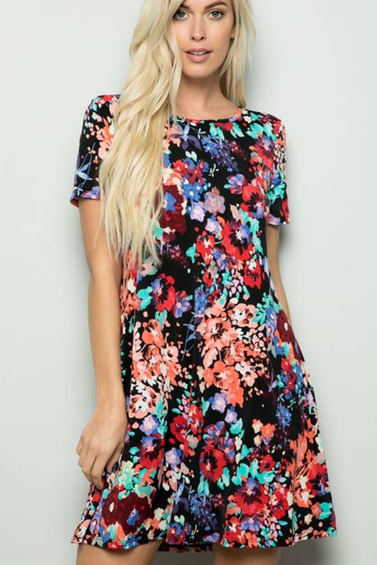 SD1081-19 MULTI COLOR FLORAL PRINT DRESS for wholesale on Faire6