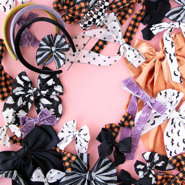 Modern Piggy - Wholesale Hair Bow - Kids - Spooky | Pigtail Set - Petite Party Bow