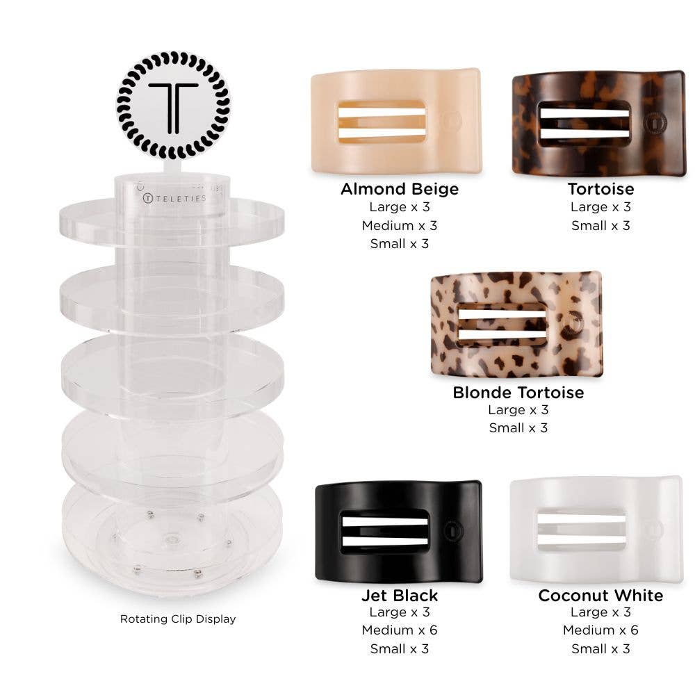 TELETIES - Wholesale Hair Clip - Women's - Rectangle Flat Hair Clip Starter Pack0