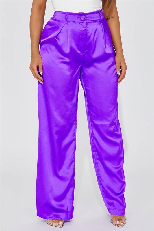 5besties inc - Wholesale Pants - Women's - Satin Wide Leg Pants2