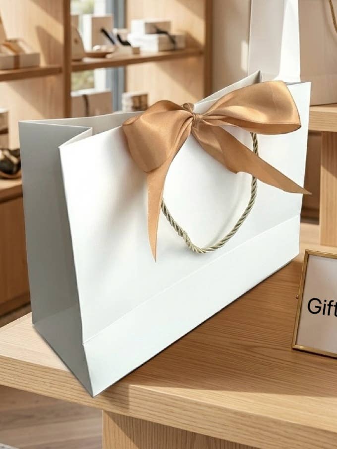 White Big Gift Bags w Handles for Apparel, Gifts Retails for wholesale by ANYGIFTGOODPACKINGBOX