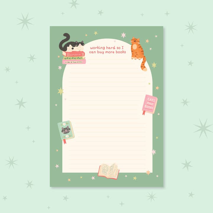 Hopscotch Paper Co. - Wholesale Notepad - Cat Books Notepad – Literature Stationery Gifts3