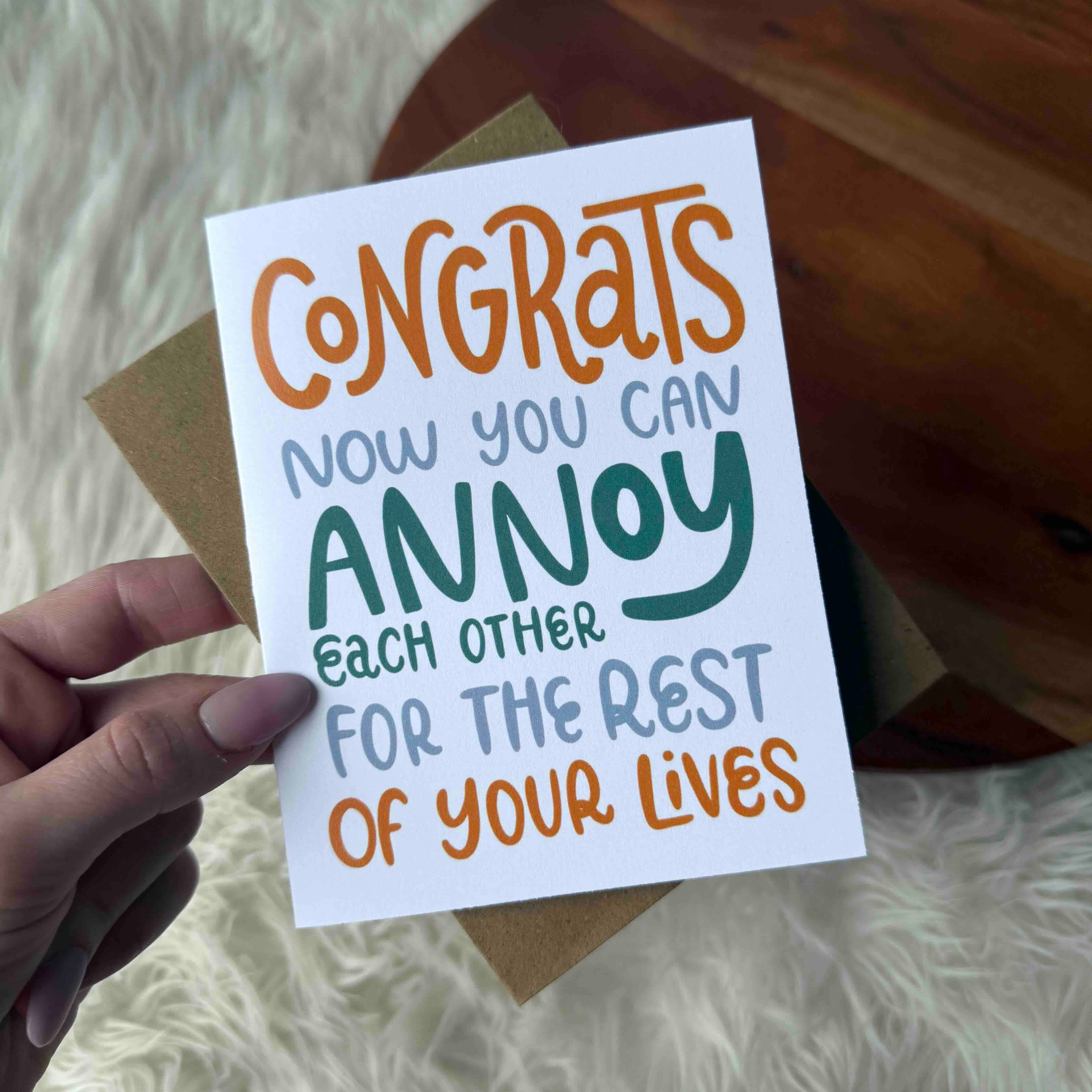 Big Moods - Wholesale Wedding Card - "Congrats, now you can annoy each other" Funny Wedding Card0