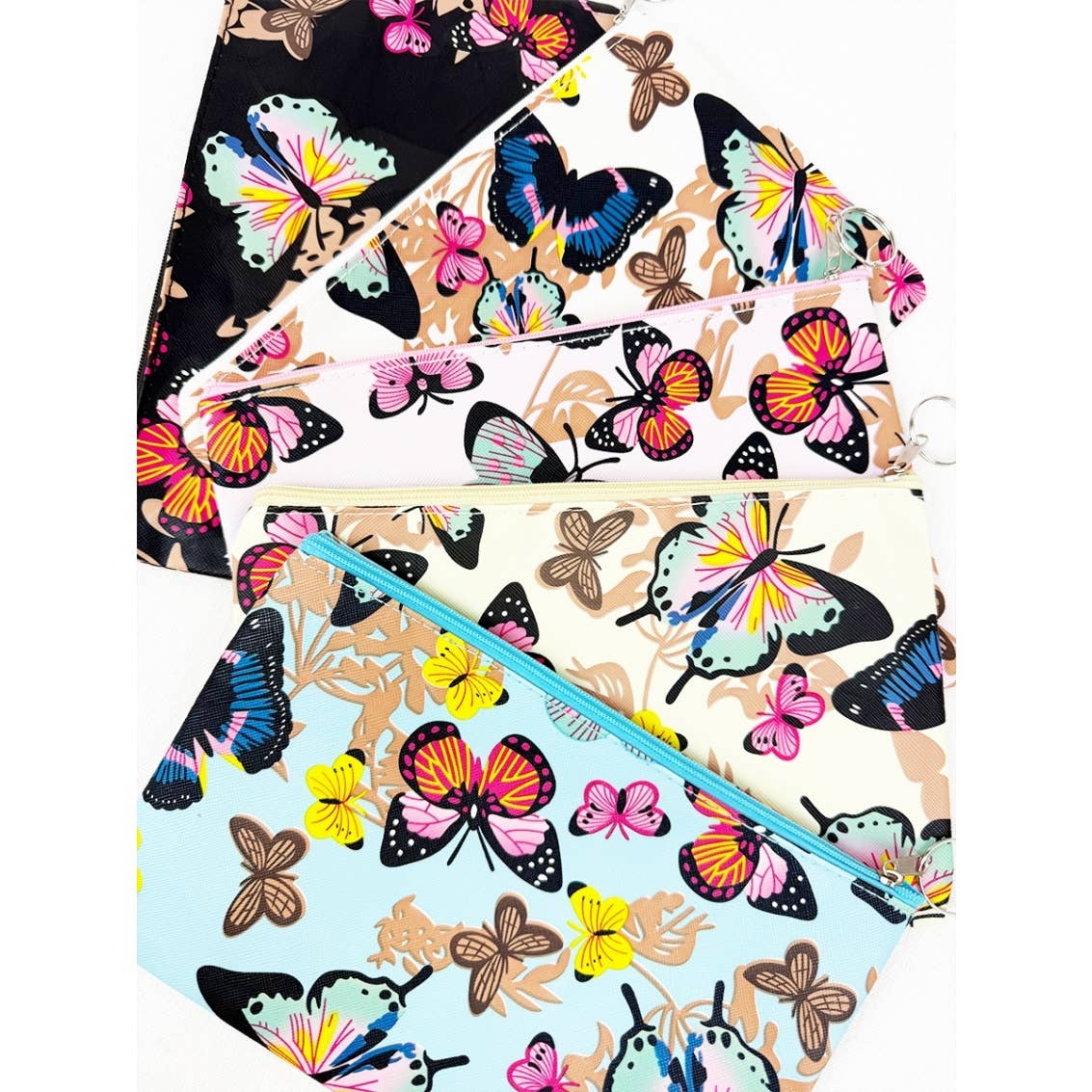 MIX COLOR Colorful Butterfly Theme Coin Purse with Key Ring for wholesale on Faire5