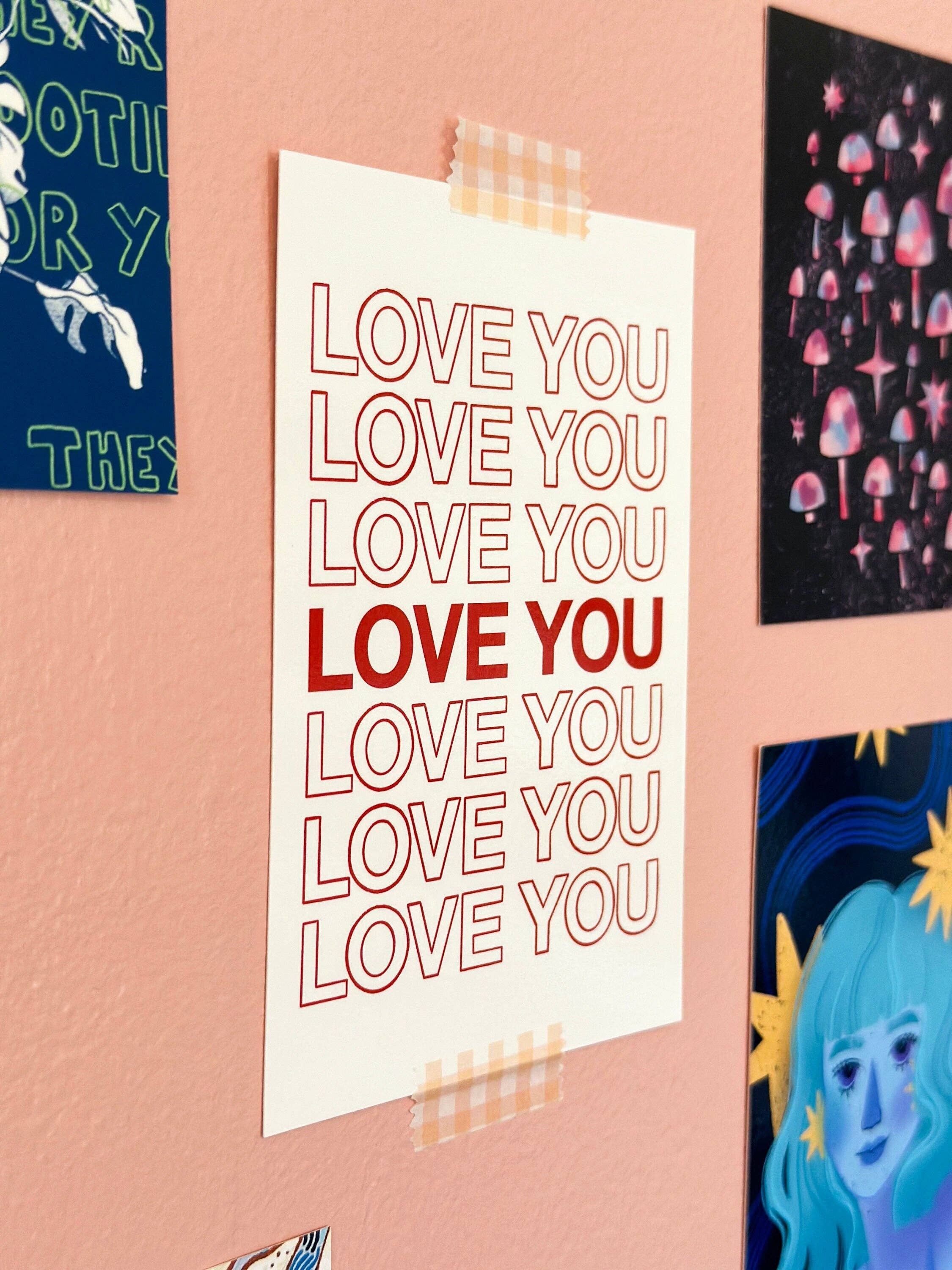 lu bremer design - Wholesale Art Print - love you mini art print - 4x6 postcard size1
