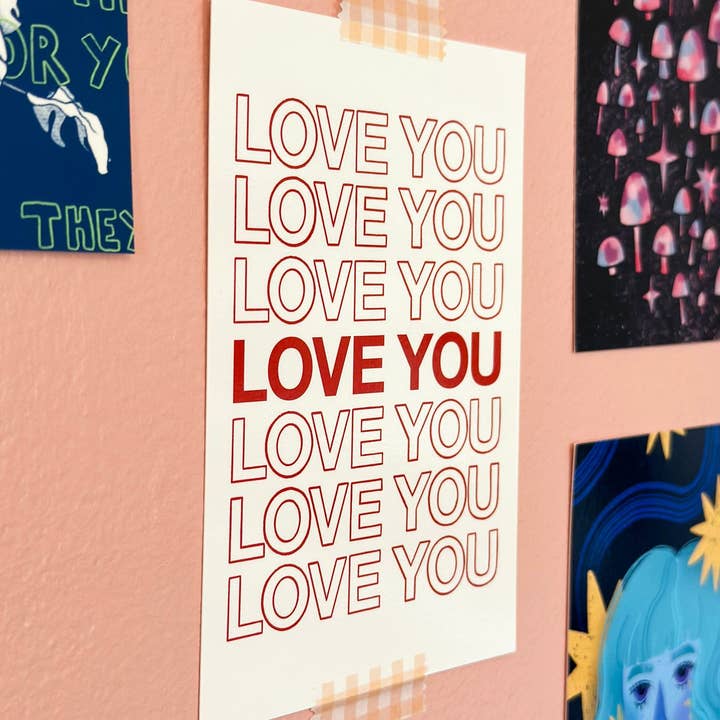 lu bremer design - Wholesale Art Print - love you mini art print - 4x6 postcard size1