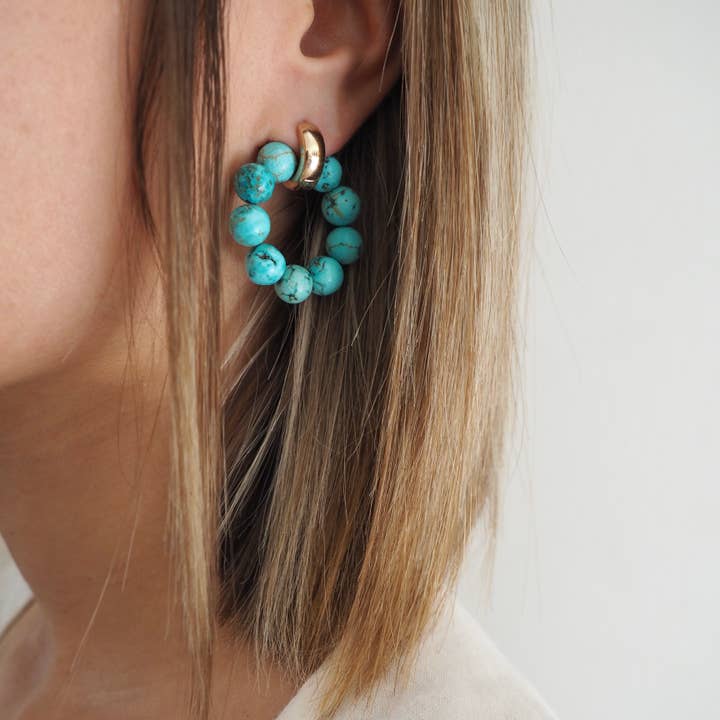 Masha soon - Wholesale Hoop Earrings - Armante Turquoise Earrings3