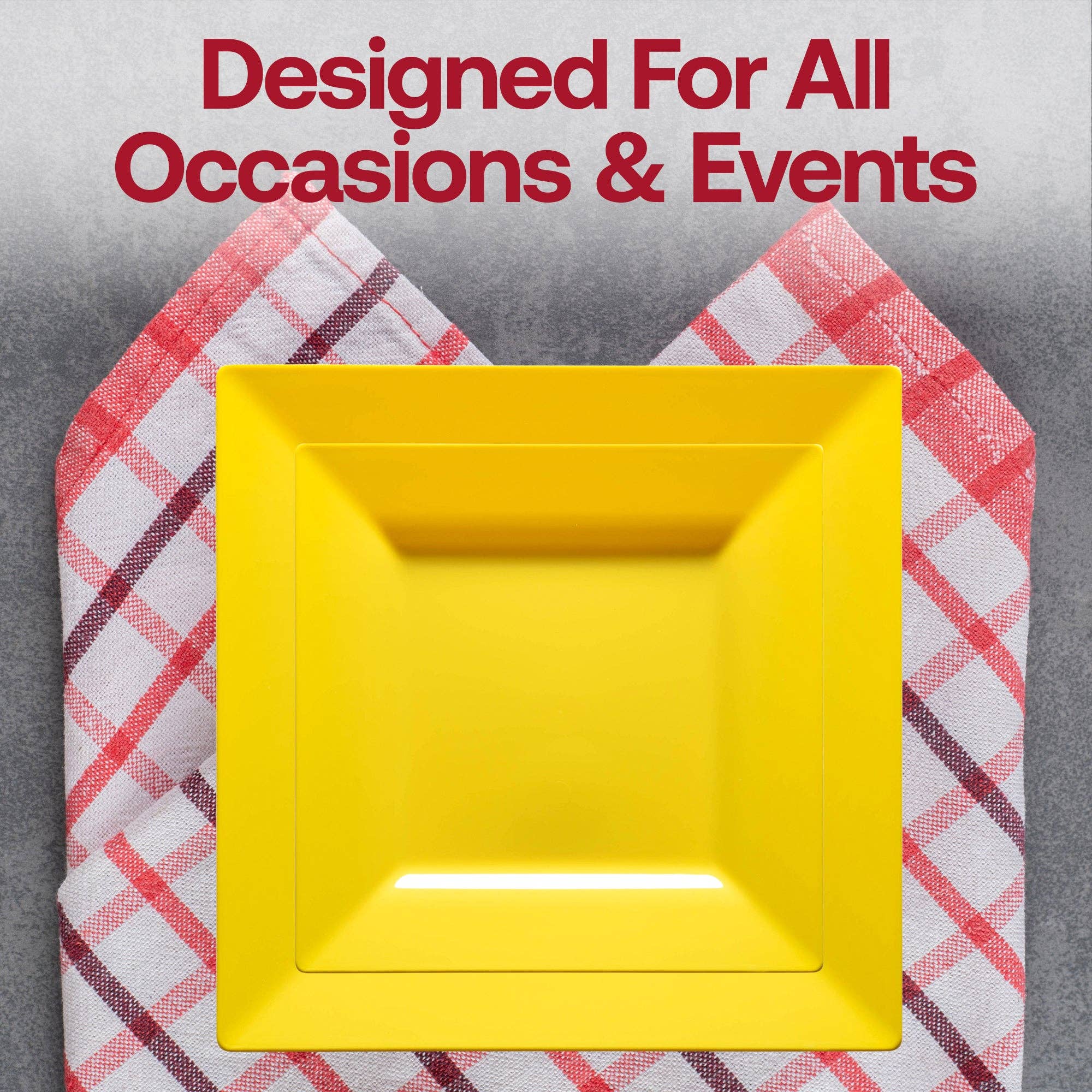 Smarty had a Party – wholesale Disposable plate – 9.5" Yellow Square Plastic Dinner Plates - 120 pcs6
