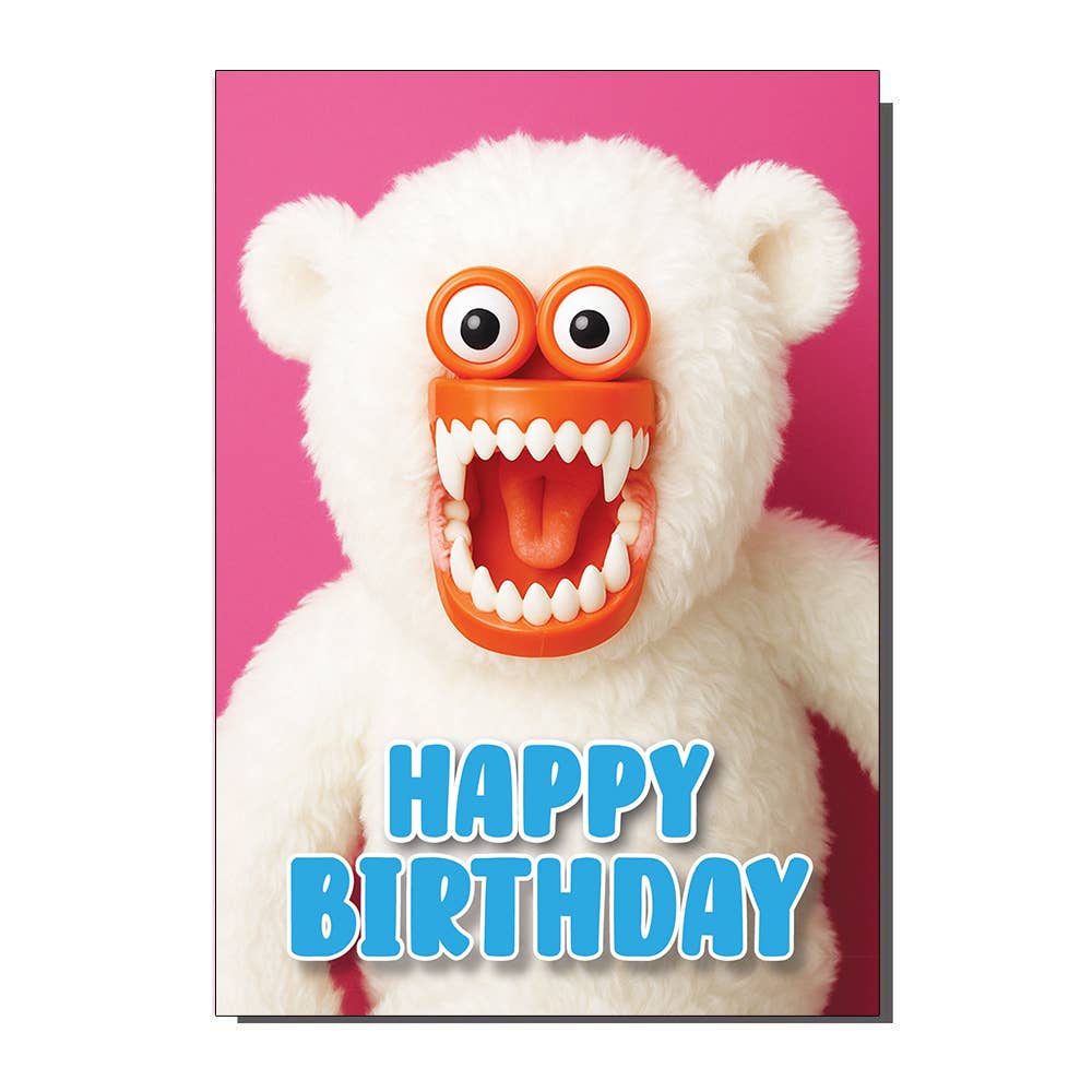 Bite Your Granny - Wholesale Birthday Card - Happy Birthday Mr Teeth Teddy Greetings Card 0