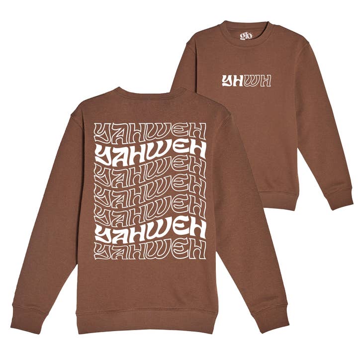 YHWH Crewneck Sweatshirt - Brown for wholesale by GLO- God's Love Overcomes