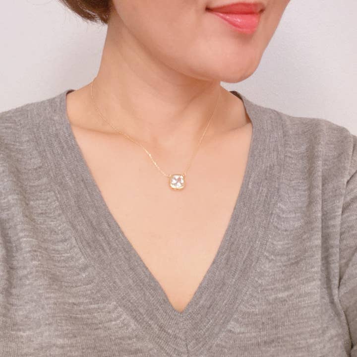 Ellison+Young – wholesale Pendant/charm necklace – Cushion Cut Bezel Diamond Necklace4