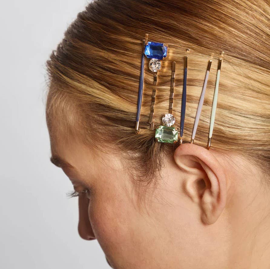 KITSCH - Wholesale Bobby Pin - Women's - Cloud & Gem Bobby Pins 8pc Set - Garden Bouquet2