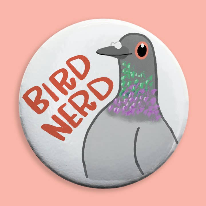 Spilla con spilla "Bird Nerd Pigeon" per la vendita all'ingrosso da parte di Kestrop Studio