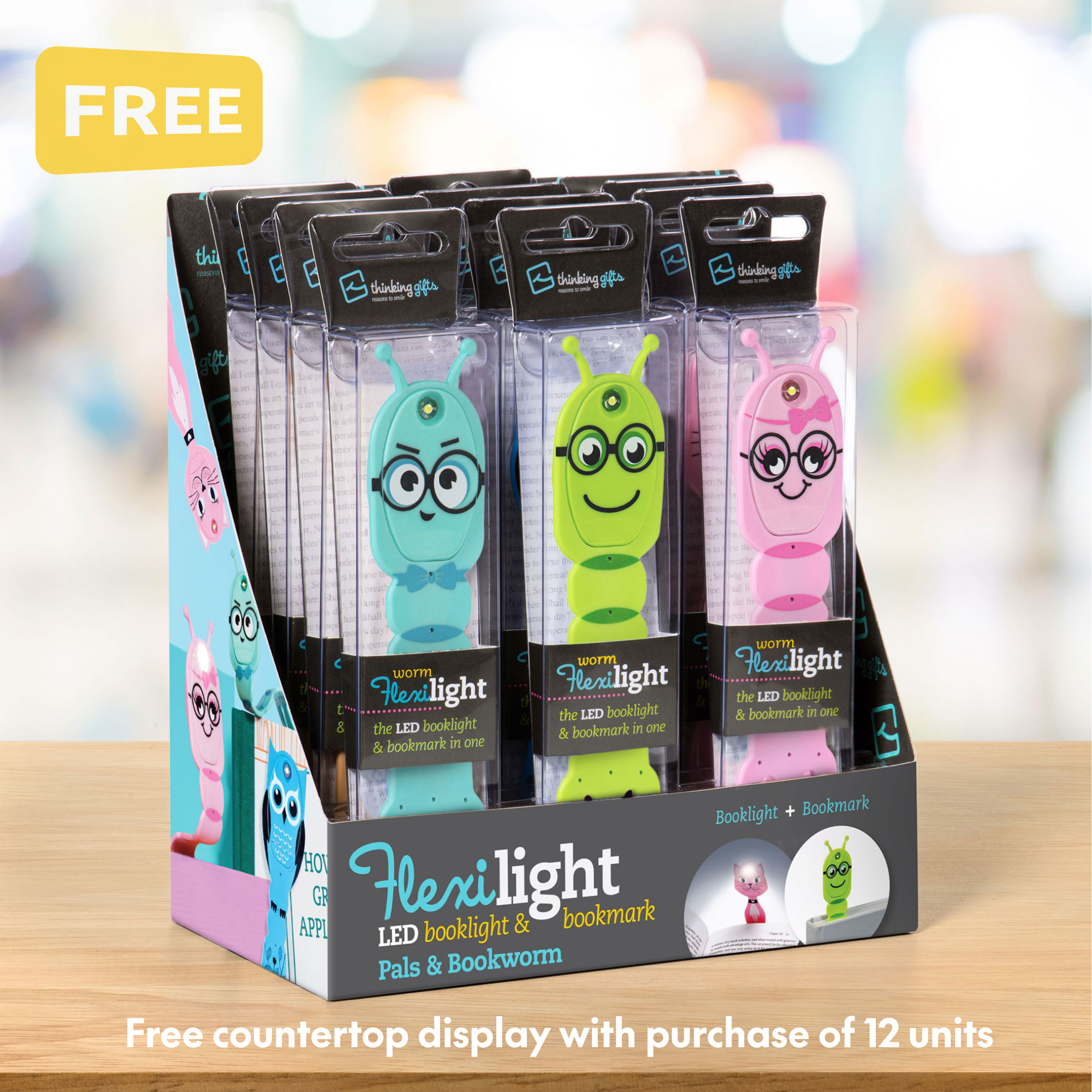 Green Flexilight Bookworm - Booklight / Bookmark in one for wholesale on Faire2