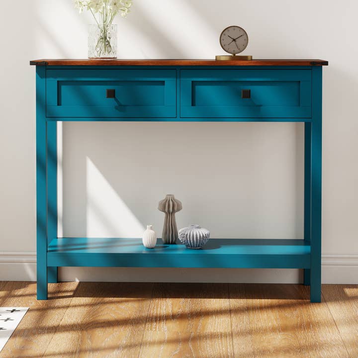 Farmhouse Entryway Console Table with Drawers and Shelf for wholesale by HOMYCASA DESIGN INC