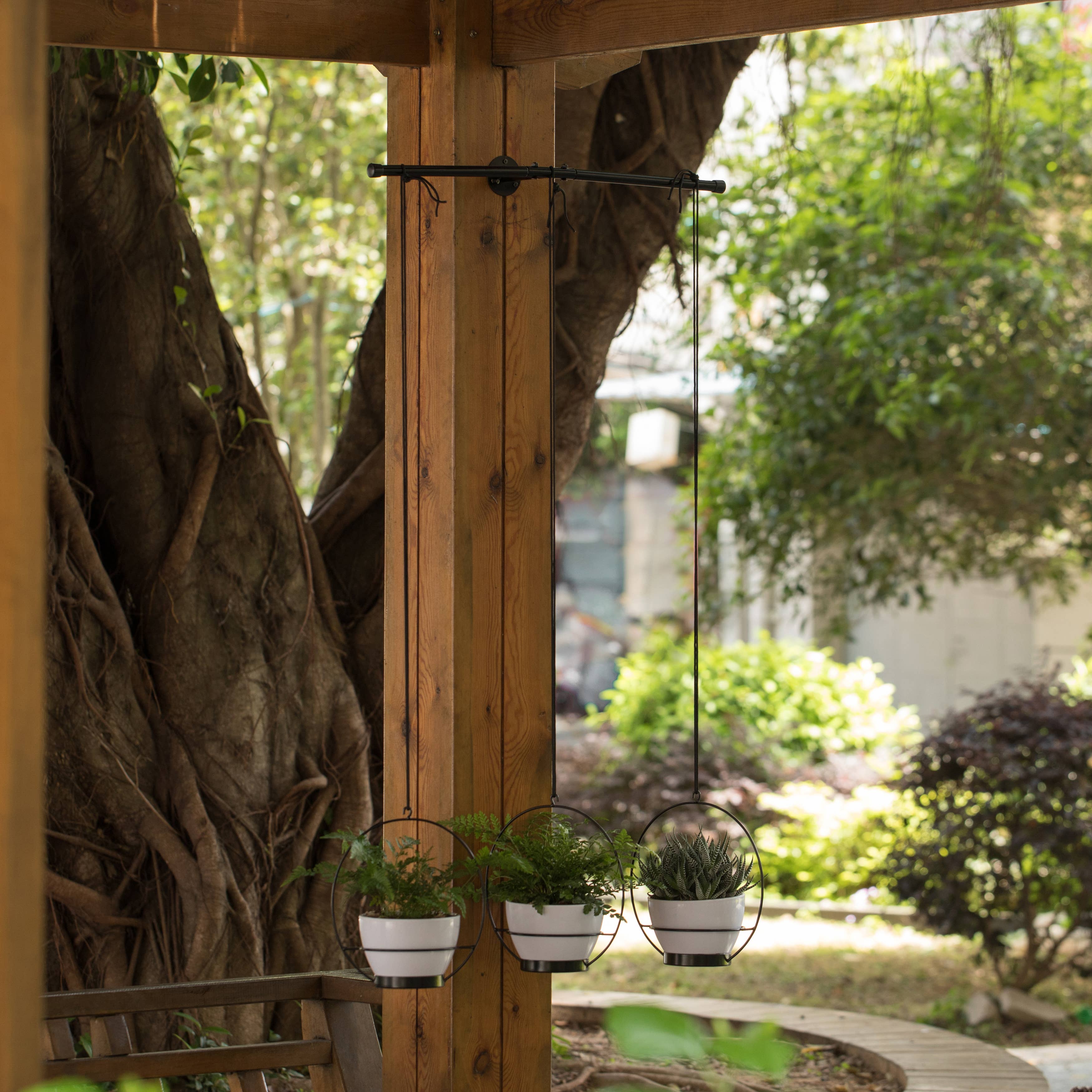 Quickway Imports - Vente Jardinière suspendue - Jardinière suspendue décorative en métal avec pots d'arbre pour fleurs11