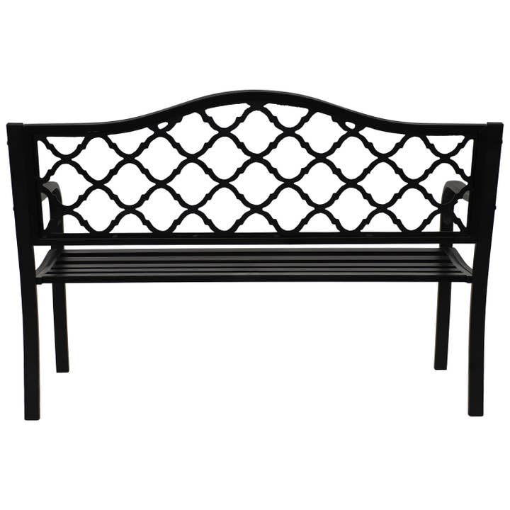 Sunnydaze Decor - Wholesale Bench - 2-Person Lattice Cast Iron Outdoor Garden Bench - Black7