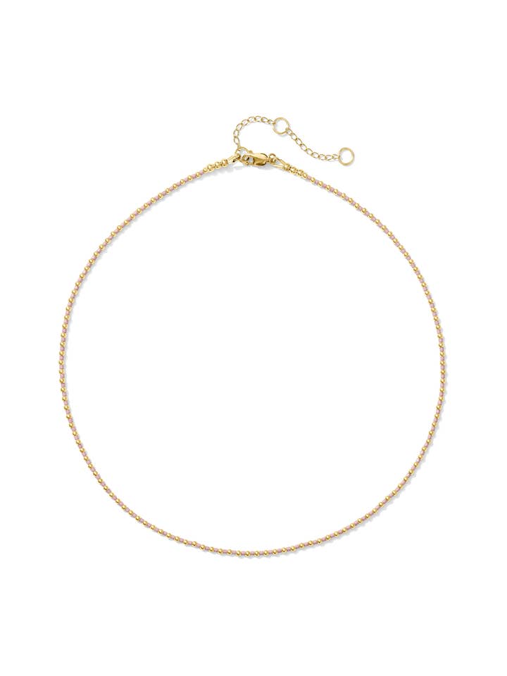 Stevie Super Delicate Gold Beaded Choker in Pink Miyuki for wholesale by Kaylie Dawn Jewelry