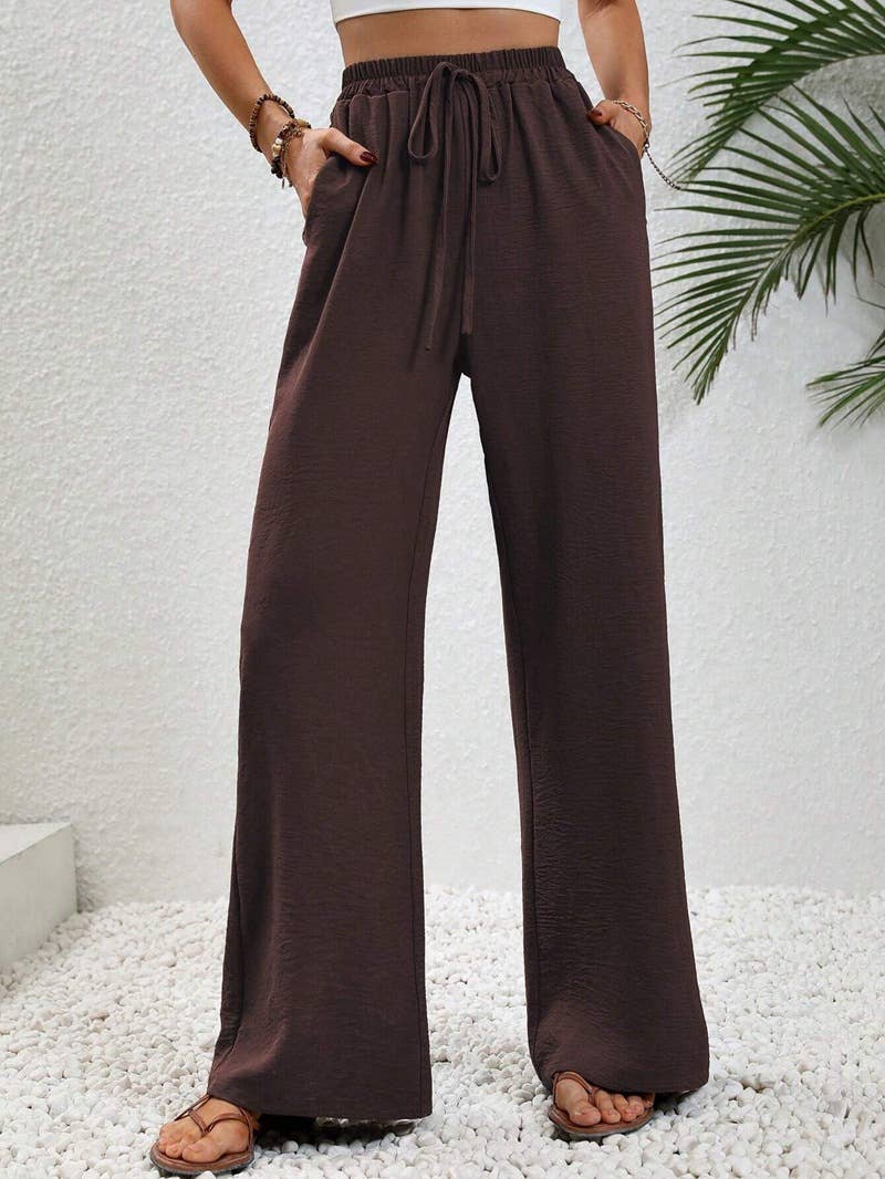 FULL TIME PURCHASE - Vente Pantalon – femme - Pantalon décontracté polyvalent uni à jambes larges et longueur au sol10