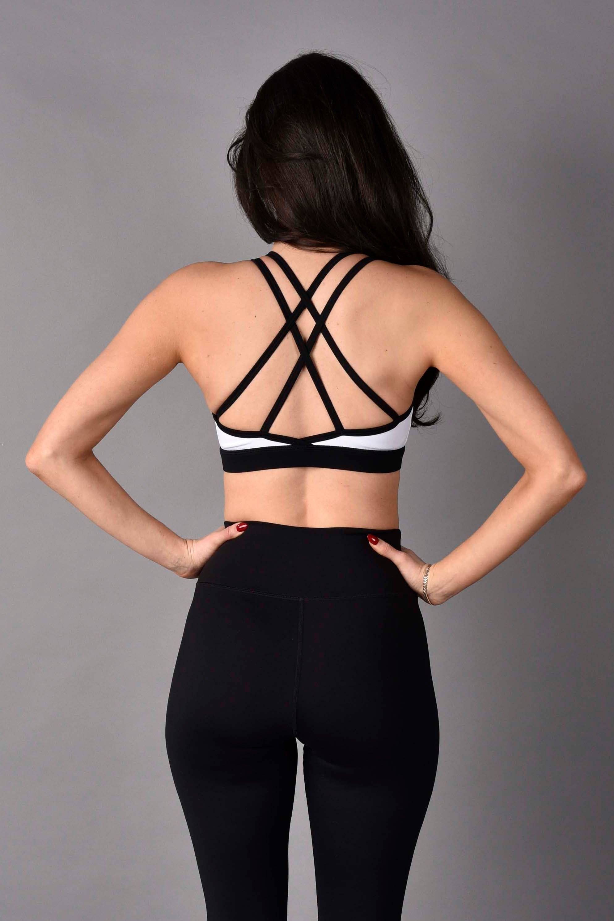 Wear Love More LLC - Wholesale Activewear Set - Women's - Stevie Reversible Matte Luxe High Neck Sports Bra in Black Combo1