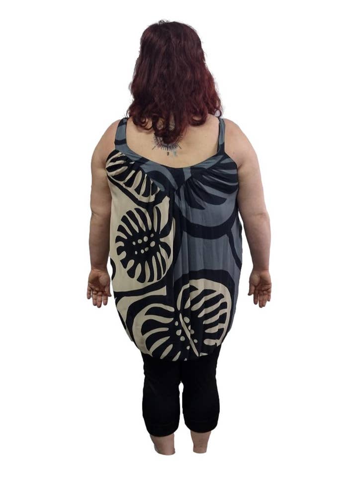 Island Style Clothing Co by Akamai Distribution Ltd - Wholesale Blouse - Women's - Aruba Resort Top - Coconut Milk, Grey & Black