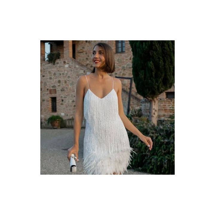 UZ Wholesale Store - Wholesale Dress - Women's - Sequin Feather Fringe Tassel Mini Dress