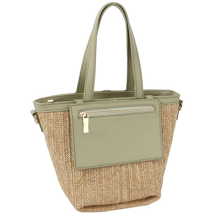 BOLSO MODERNO DE PAJA CON CREMALLERA, LQ 334 Z para venta al por mayor de JOIA ACCESSORIES