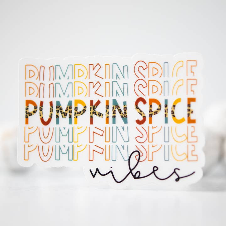 Pumpkin Spice Vibes Clear, adesivo de vinil, 3x3 pol. por atacado de Savannah and James Co
