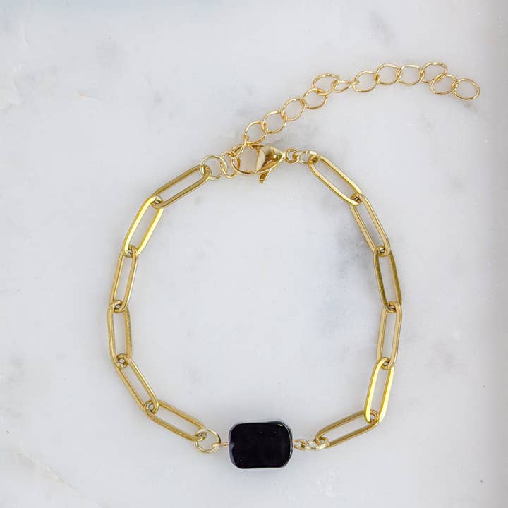 LOUIZ Bracelet with Obsidian stone for wholesale by LOUIZ
