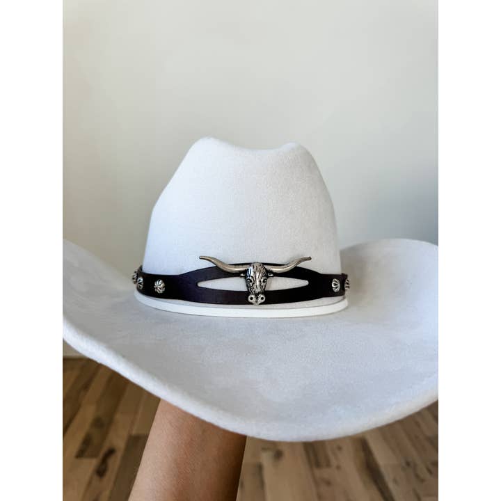 Boho Ranch Shop - Wholesale Hat Accessory - Women's - Western Hat Band - Concho, stone, longhorn steer