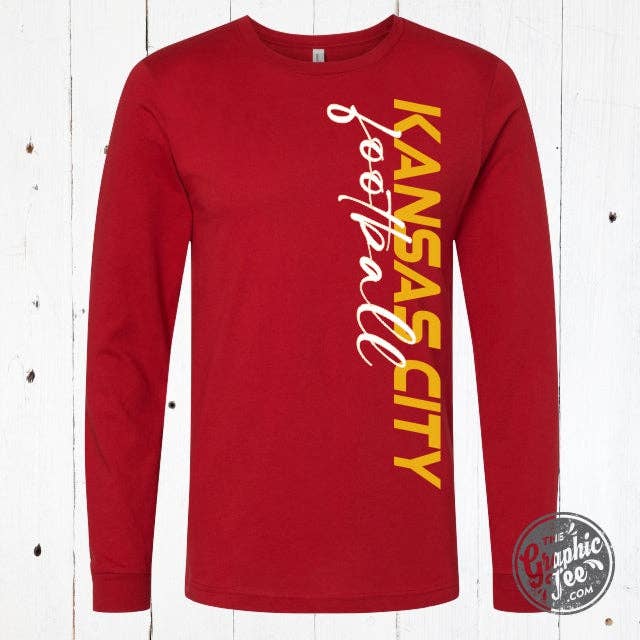 Canvas Red *WHOLESALE* Kansas City Football Side Print Long Sleeve Tee for wholesale on Faire3