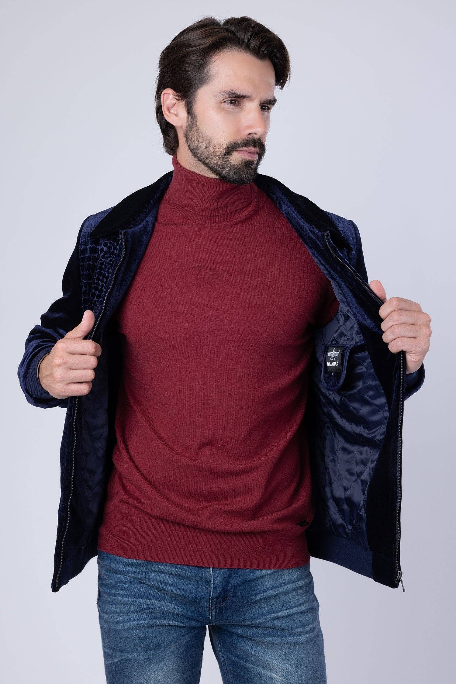 BARABAS - Vendita all'ingrosso Bomber - Uomo - Bomber da uomo in velluto con motivo coccodrillo 4BH8816