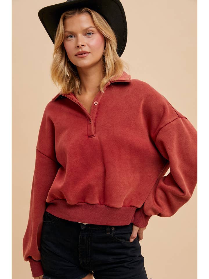 In Loom - Wholesale Sweatshirt - Women's - CROPPED POLO PULLOVER15