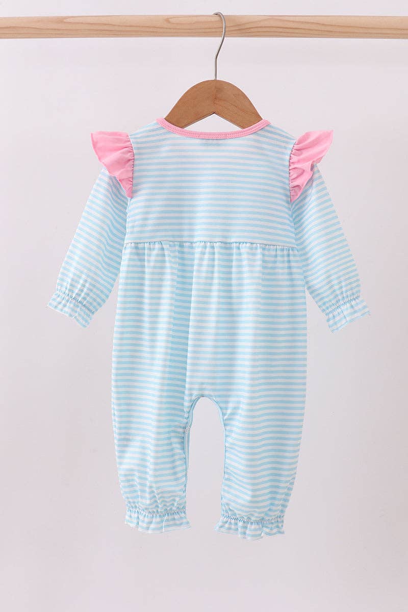 Mom & Co. - Vente Barboteuse – bébé - Barboteuse à volants avec broderie d'ours bleu3