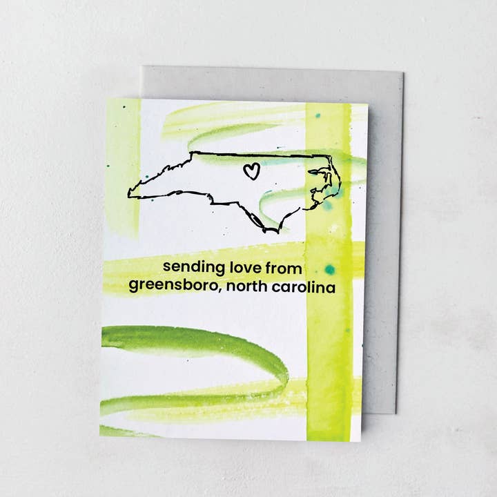 Handgemalte Karte des Bundesstaates North Carolina (Anpassen!) für den Großhandel von Beau Paper Co.