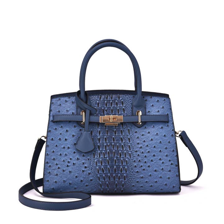Virginia Ostrich Embossed Satchel for wholesale by Mellow World