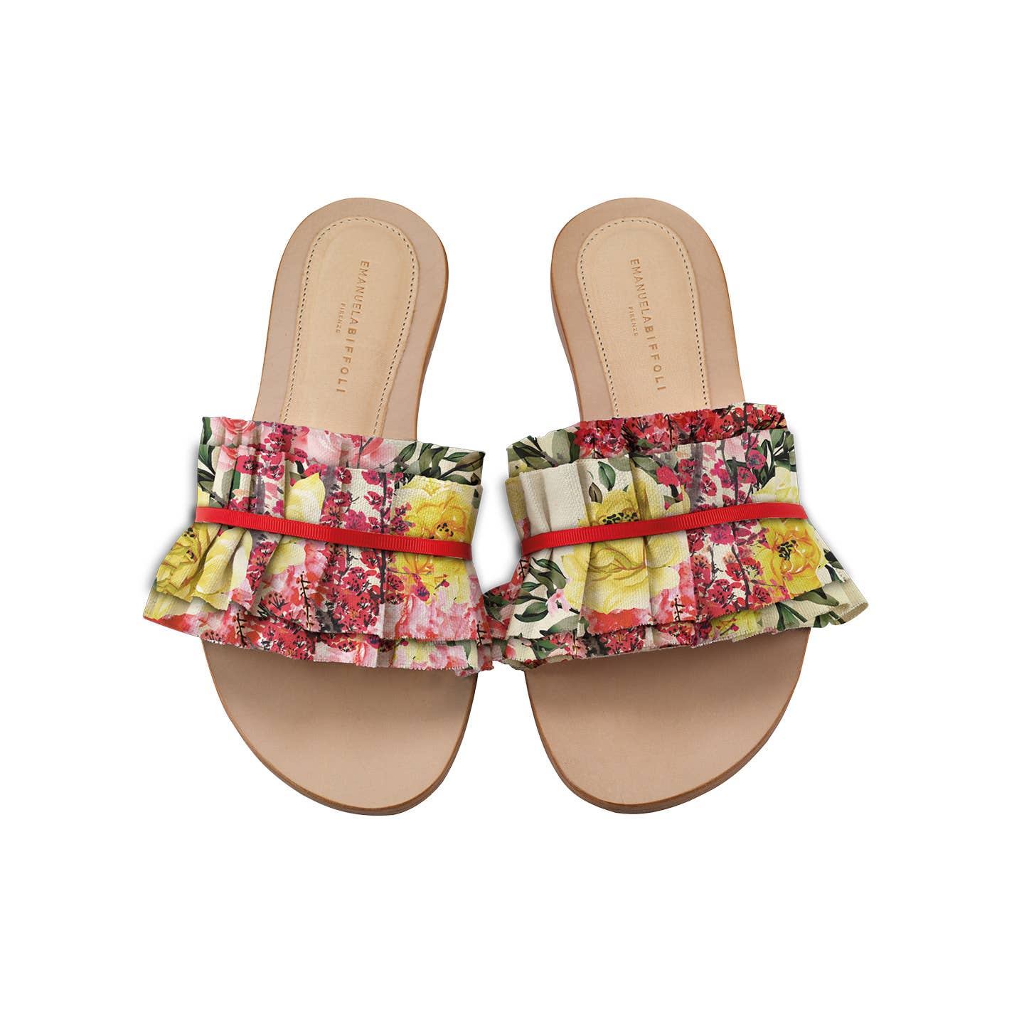 EMANUELA BIFFOLI FIRENZE - Wholesale Sandals - Women's - LEATHER SANDALS WITH FLORAL PRINT ROUCHE1