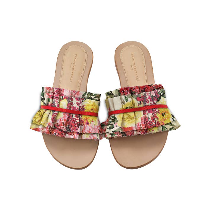 EMANUELA BIFFOLI FIRENZE - Wholesale Sandals - Women's - LEATHER SANDALS WITH FLORAL PRINT ROUCHE1