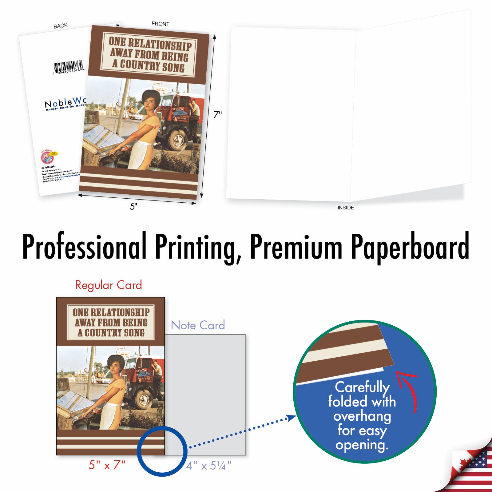 NobleWorks - Wholesale Everyday Greeting Card - All Occasions Card  - Country Song (Blank Card)3