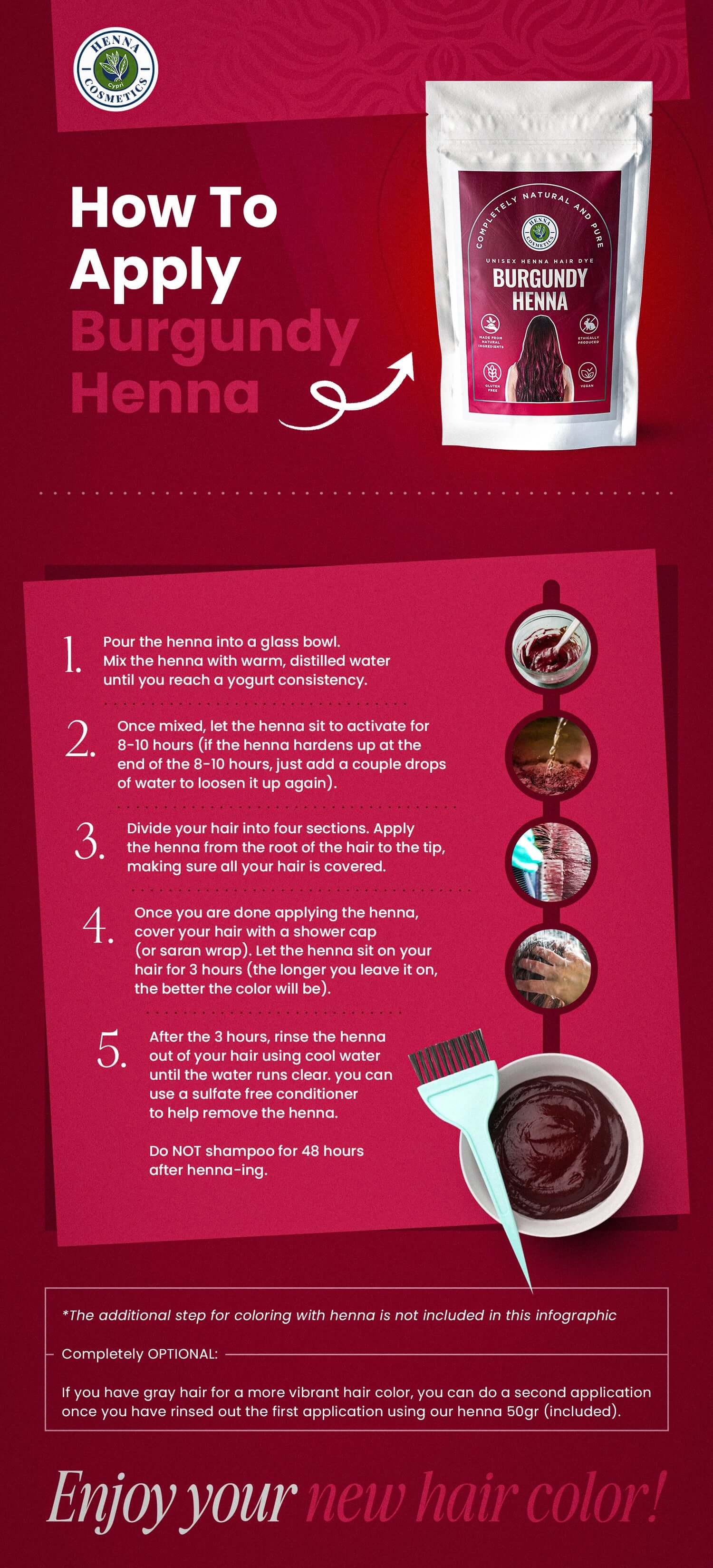 Henna Cosmetics Cypri - Wholesale Hair Dye - Natural Hair Dye  Mixes | 200 Grams (7.05 oz.) + 50 Grams (1.76 oz.) of Pure Henna | 100% Natural Hair Coloring2