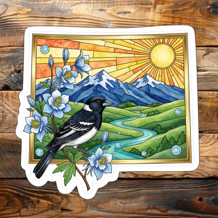 Colorado Stained Glass Vinyl Sticker - State sticker for wholesale by Sticky Sticker Guy