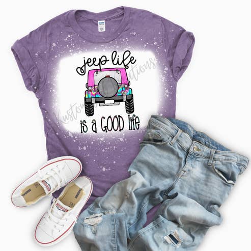 Jeep Life Is A Good Life Bleached Tee for wholesale by Kustomized Kreations