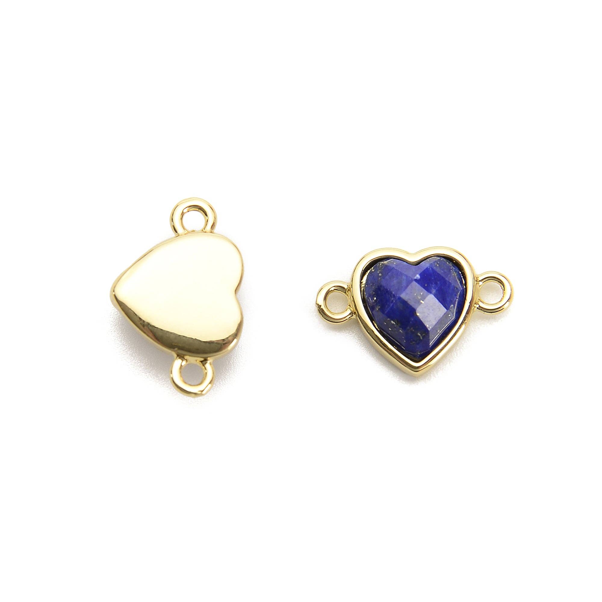 CRCBEADS – wholesale Individual charm/pendant – Gemstone Faceted Heart Shape Gold Edge Connector Pendant Charm Size 11x11mm3