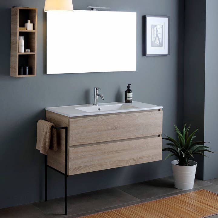 Meuble Belize 100cm Avec Lavabo, Miroir Et Porte-serviettes pour la vente par Kodicebagno Srl