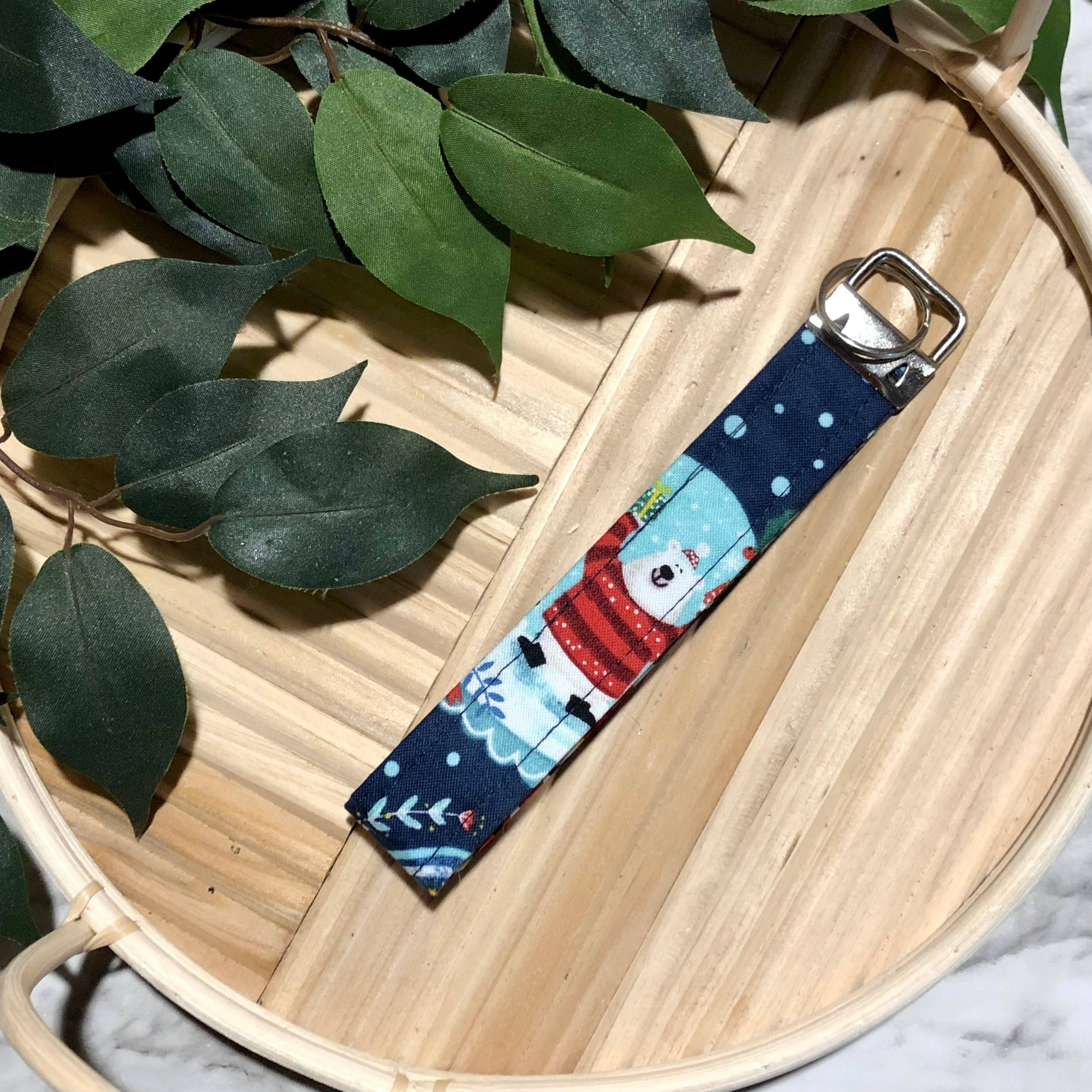 MDStickerShop - Vente Porte-clés – femme - Porte-clés en tissu imprimé boule de neige ours polaire, porte-clés1