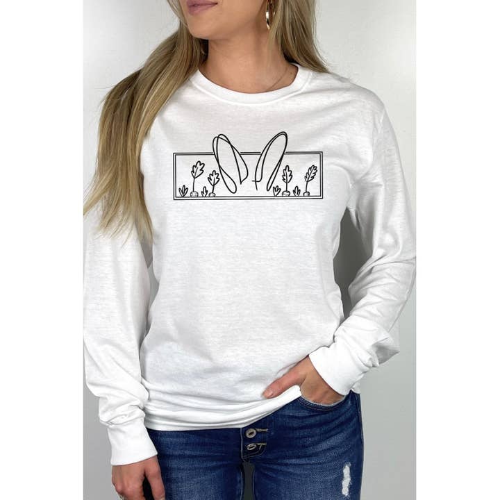 Bunny Spring Garden Langärmliges Oster-T-Shirt für den Großhandel von Select Apparel
