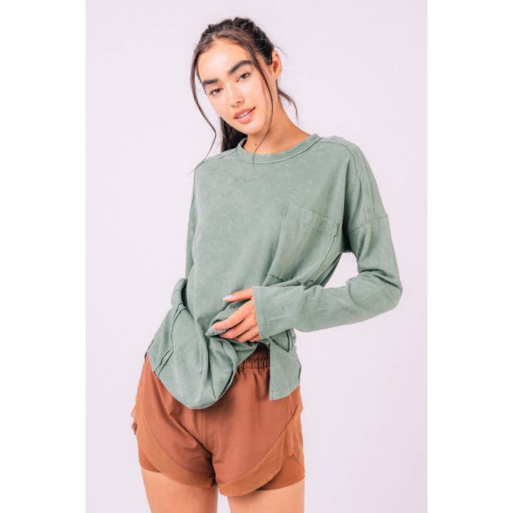 Raw Seam Detail Washed Oversized Knit Top for wholesale by Apolline