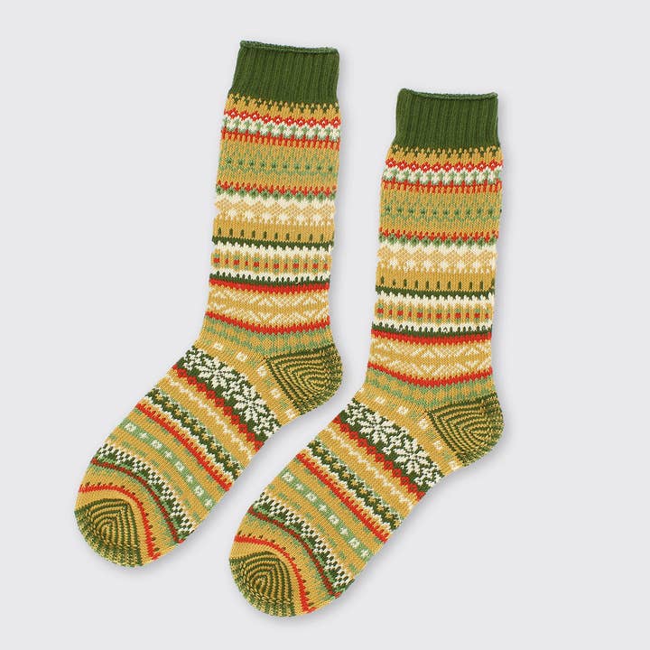 Forever England / Millie Mae – wholesale Socks – Men's – Men's Fairisle Socks Green