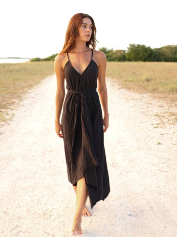 Sage Maxikleid – Schwarz für den Großhandel von The Handloom