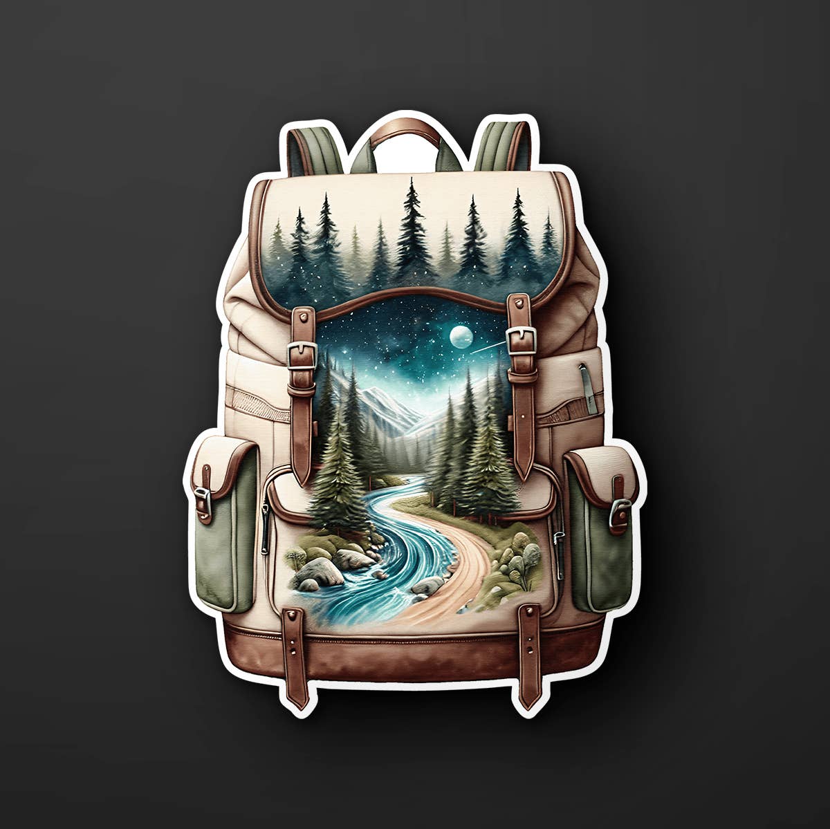 PiggyPrintStickers - Wholesale Sticker - Hiking Sticker | River & Mountain Scene | Travel Decal5